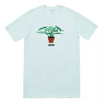 Футболка fw17 plant tee pale blue bonsai printing short sleeve Supreme, синий