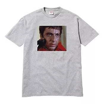 Футболка fw17 scarface shower heather grey tee Supreme, серый