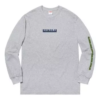 Футболка fw18 1994 ls tee heather grey logo tee Supreme, серый