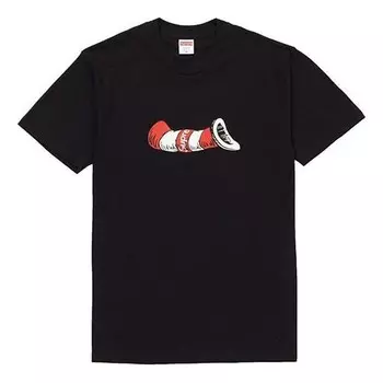 Футболка fw18 cat in the hat tee black short sleeve Supreme, черный