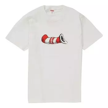 Футболка fw18 cat in the hat tee white short sleeve Supreme, белый