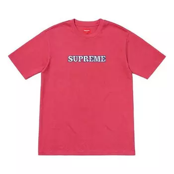 Футболка fw18 floral logo tee dusty red logo tee Supreme, красный