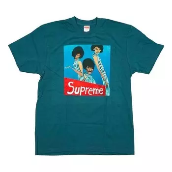 Футболка fw18 group tee slate printing short sleeve Supreme, синий