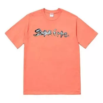 Футболка fw18 liquid tee terra cotta logo tee Supreme, розовый