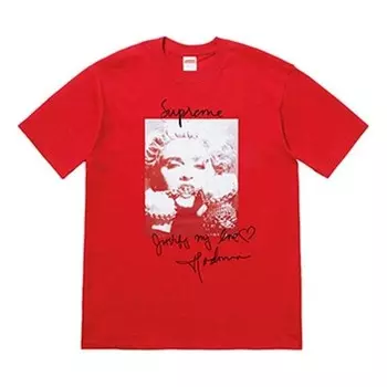 Футболка fw18 madonna tee red printing short sleeve Supreme, красный
