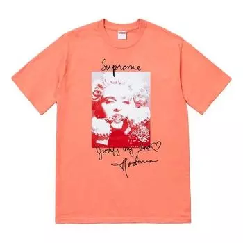 Футболка fw18 madonna tee terra cotta printing short sleeve pink Supreme, розовый