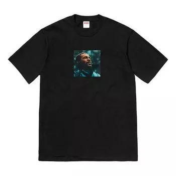 Футболка fw18 marvin gaye tee black character printing short sleeve Supreme, черный