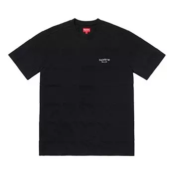 Футболка fw18 patchwork pique tee black splicing short sleeve Supreme, черный