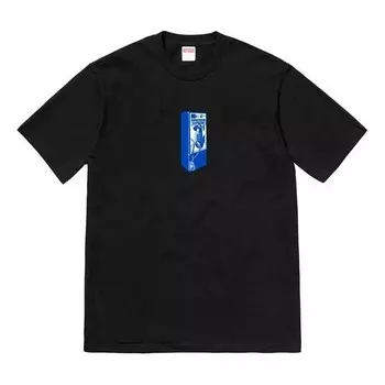 Футболка fw18 payphone tee black public phone printing short sleeve Supreme, черный