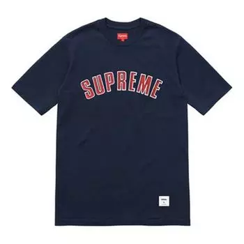 Футболка fw18 printed arc ss top navy logo tee Supreme, синий