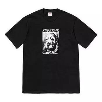 Футболка fw18 remember tee black puppy sketch printing short sleeve Supreme, черный