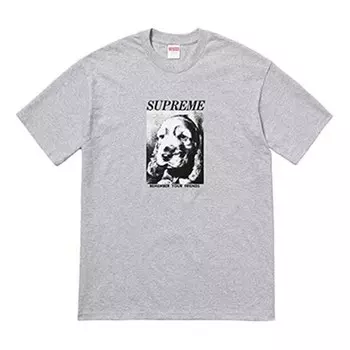 Футболка fw18 remember tee heather grey puppy sketch printing short sleeve gray Supreme, серый