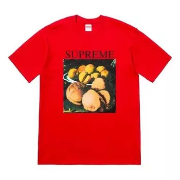 Футболка fw18 still life tee red printing short sleeve Supreme, красный