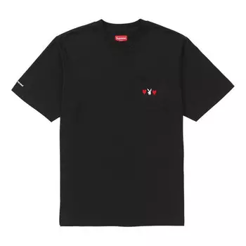 Футболка fw18 x playboy pocket tee black crossover solid color short sleeve Supreme, черный