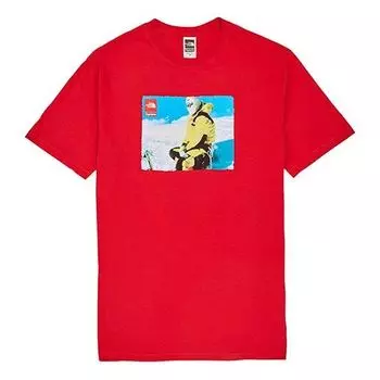 Футболка fw18 x the north face photo tee red crossover printing short sleeve Supreme, красный