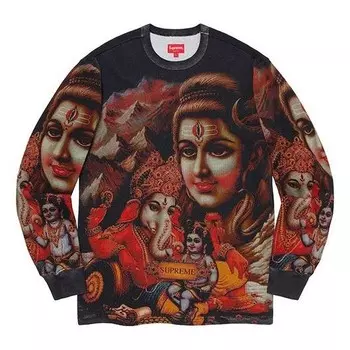 Футболка fw19 week 13 ganesh ls thermal black tee Supreme, мультиколор
