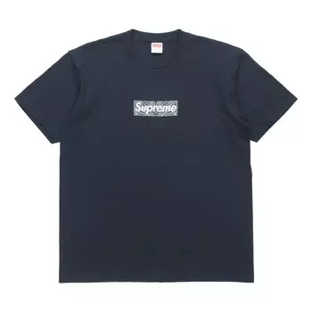 Футболка fw19 week 17 bandana box logo tee Supreme, синий
