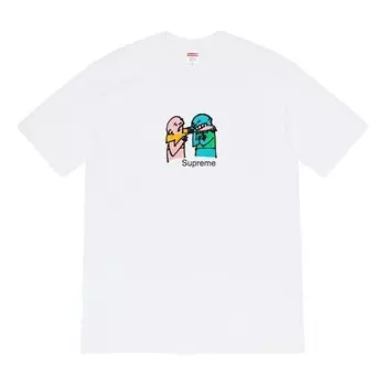 Футболка fw19 week 17 bite tee cartoon graffiti printing short sleeve white Supreme, белый