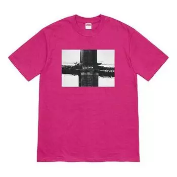 Футболка fw19 week 17 bridge tee graffiti printing short sleeve red Supreme, красный