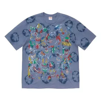 Футболка fw19 week 17 clowns tee clown printing short sleeve navy blue Supreme, синий