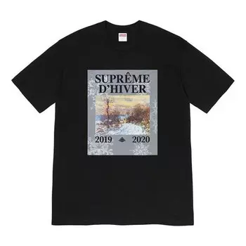 Футболка fw19 week 17 dhiver tee winter scene printing short sleeve black Supreme, черный
