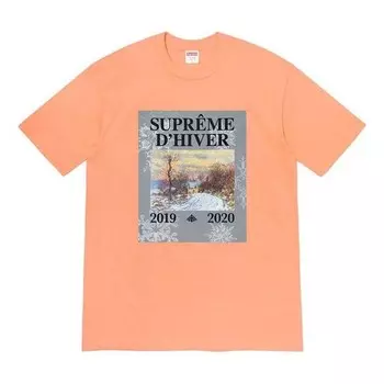 Футболка fw19 week 17 dhiver tee winter scene printing short sleeve red Supreme, красный