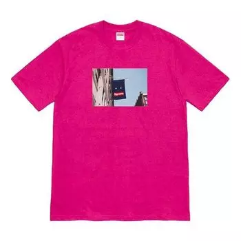 Футболка fw19 week 1 banner magenta tee Supreme, красный