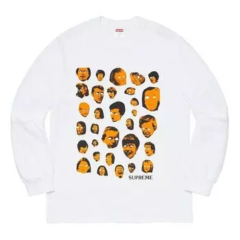 Футболка fw19 week 1 faces l/s tee human face printing long sleeves white Supreme, белый