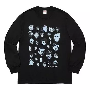 Футболка fw19 week 1 faces l/s tee human face printing long sleeves black Supreme, черный