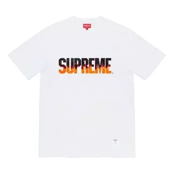 Футболка fw19 week 1 flame ss top logo tee Supreme, белый