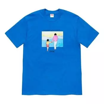 Футболка fw19 week 1 heaven and earth slate tee Supreme, синий