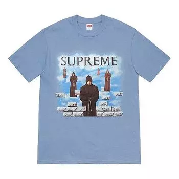 Футболка fw19 week 1 levitation tee printing short sleeve blue gray Supreme, серый