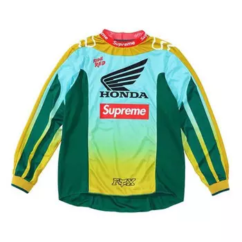 Футболка fw19 week 6 x honda x fox racing moto jersey top Supreme, зеленый