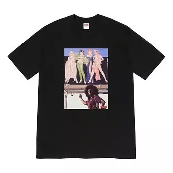 Футболка fw19 week 7 american picture tee usa photo printing short sleeve black Supreme, черный