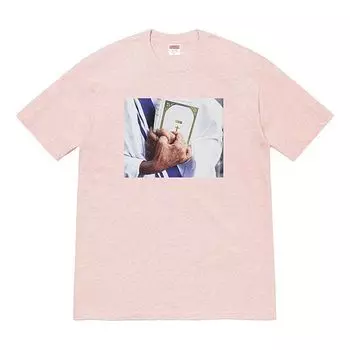 Футболка fw19 week 7 bible tee printing short sleeve pink Supreme, розовый