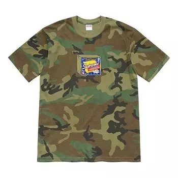 Футболка fw19 week 7 cheese tee printing short sleeve green camouflage Supreme, зеленый