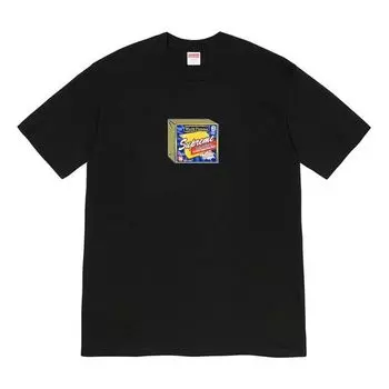 Футболка fw19 week 7 cheese tee printing short sleeve black Supreme, черный
