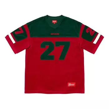 Футболка fw19 week 8 velour football jersey tee Supreme, красный