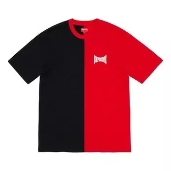 Футболка fw19 week 9 split s/s top alphabet printing short sleeve red Supreme, черный