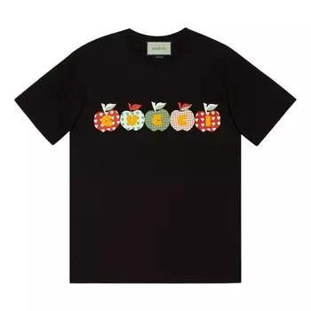 Футболка fw21 apple short sleeves tee 'black' Gucci, черный