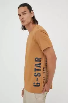 Футболка G-Star из необработанного хлопка G-Star Raw, коричневый