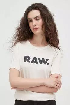 Футболка G-Star из необработанного хлопка G-Star Raw, бежевый