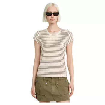 Футболка G-Star Stripe Eyben Slim 2.0 short sleeve v neck, бежевый
