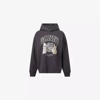 Футболка Ganni с принтом, коричнево-серый