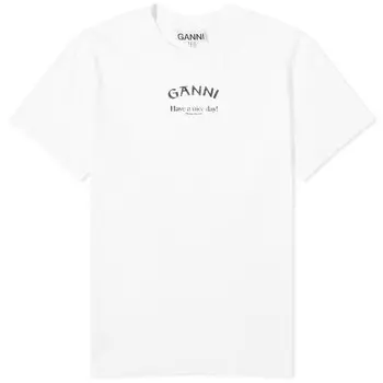 Футболка Ganni Thin Jersey Relaxed O-Neck, белый/черный