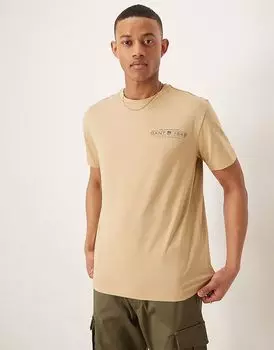 Футболка GANT 1949 с логотипом на груди в бежевом цвете