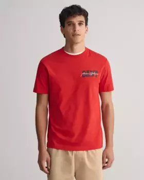 Футболка Gant "GANT Arch Script Graphic T-Shirt", разноцветный принт, красный