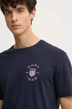 Футболка Gant из хлопка, темно-синий