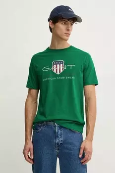 Футболка Gant из хлопка, зеленый