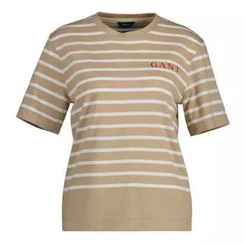 Футболка Gant Logo Striped, бежевый